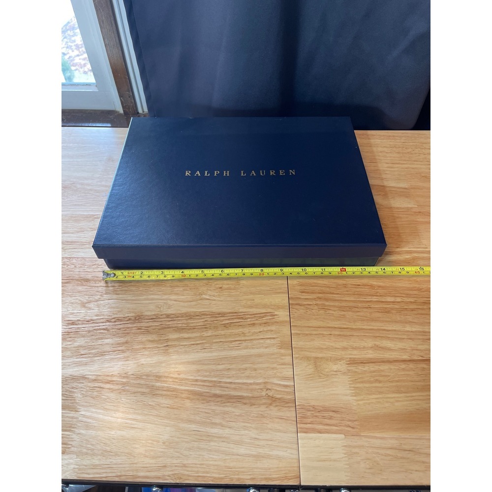 Ralph Lauren Navy Blue‎ Gold Logo Luxury Gift Box Tissue Ribbon 14.5x10.5x2.5
